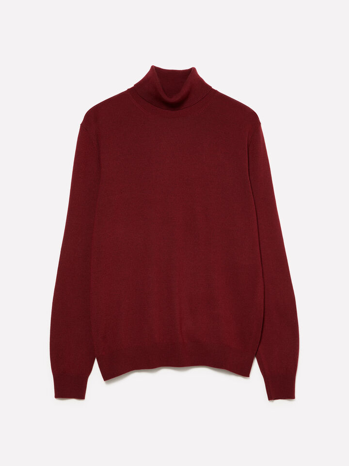 Pull rouge grenat à col montant - pulls col montant pour homme - Bordeaux | Sisley image number 1